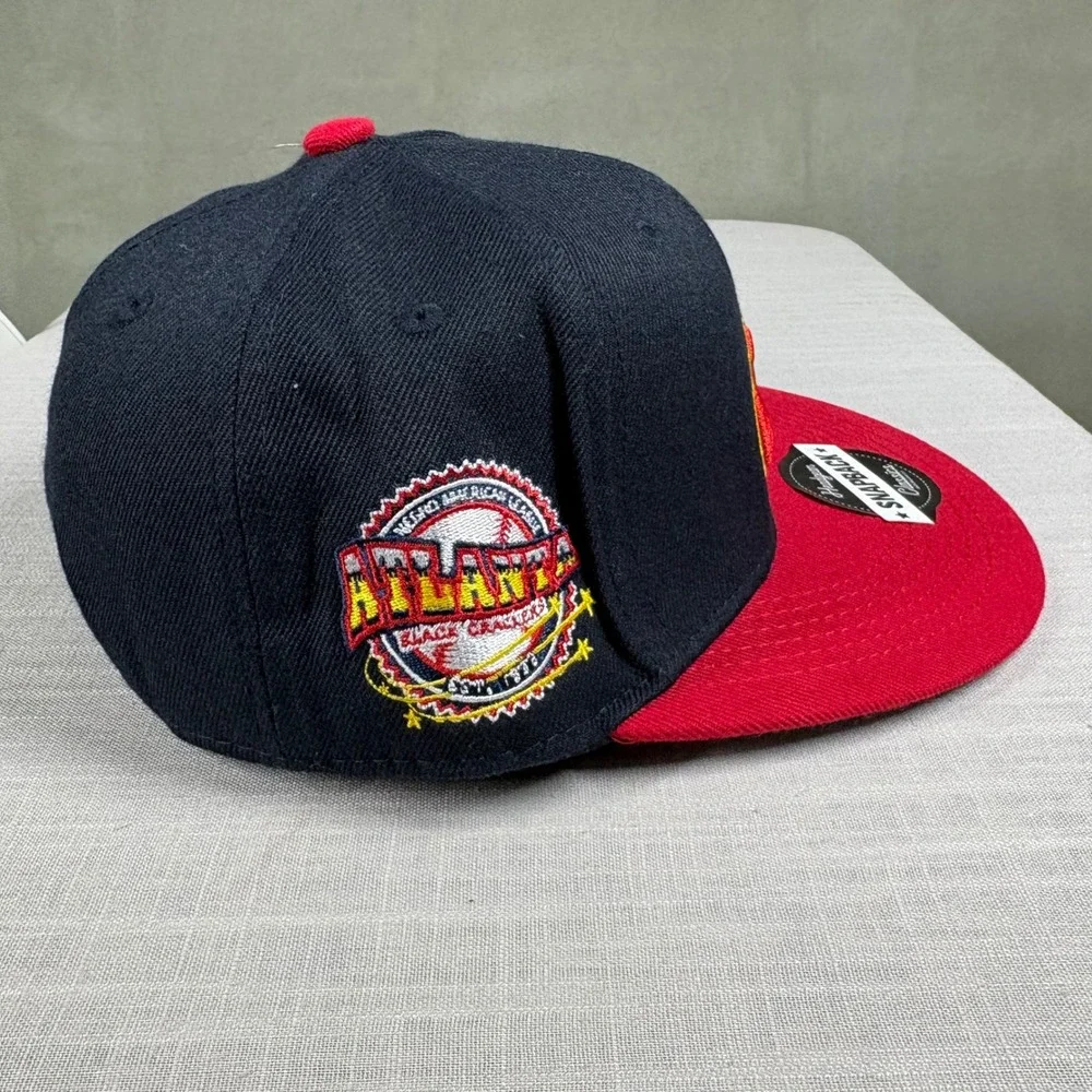 Headgear Classics Atlanta Black Crackers Youth Snapback Hat Navy Red with Pin